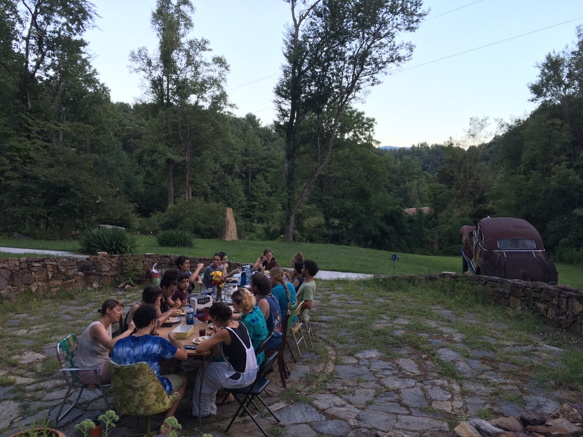 Eating dinner together